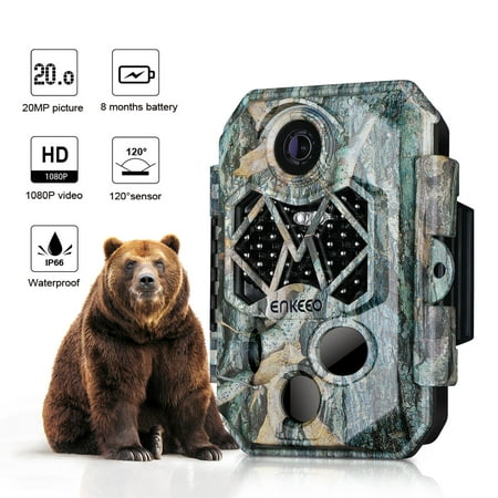 Trail Camera with Night Version, Enkeeo PH770 1080P HD Game & Trail Camera 12M Wildlife Hunting Trail Cam Long Range Infrared Night Vision with Time Lapse & 2.4