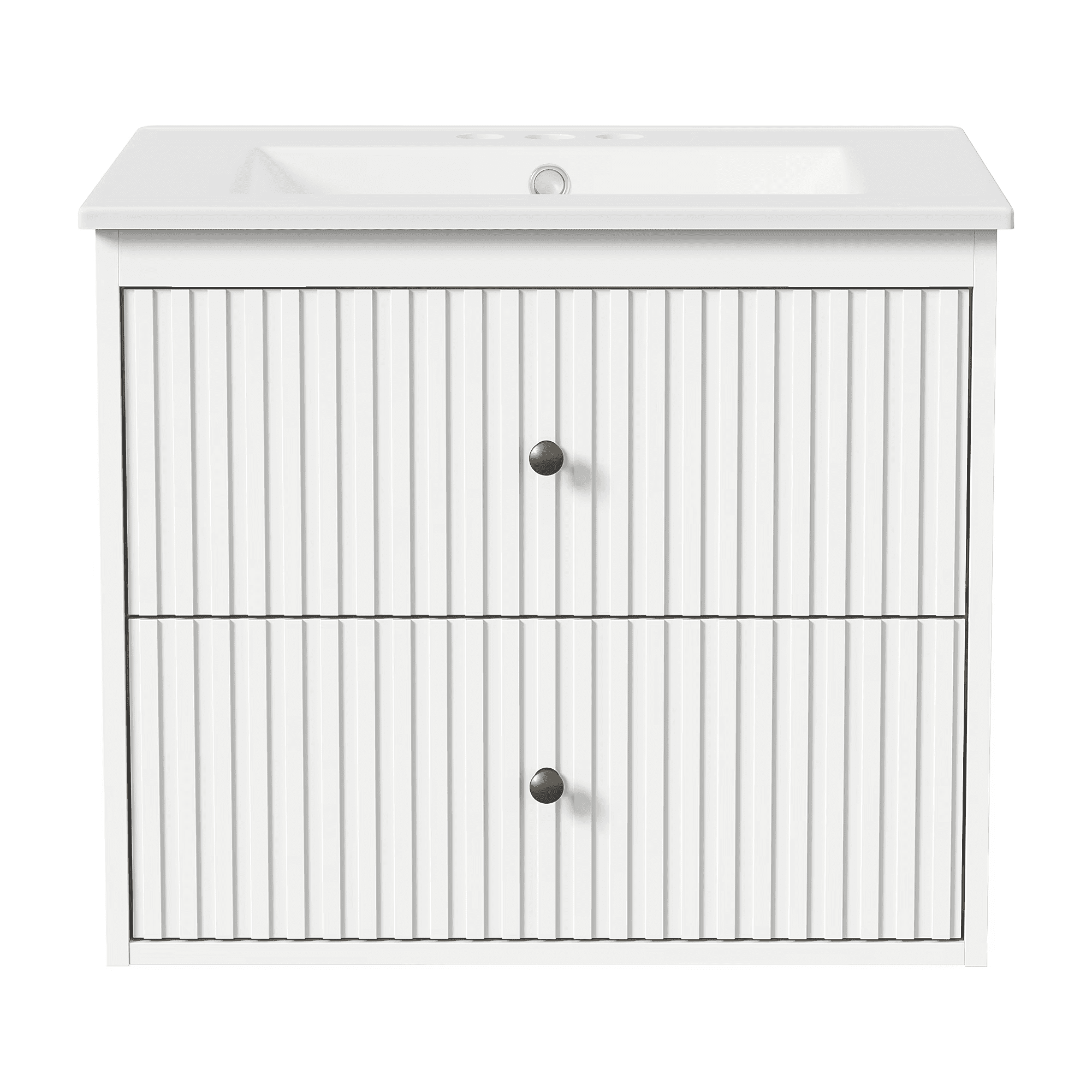 24 in Bathroom Vanity with Sink Set, Floating Storage Cabinet with Doors and Drawers, Modern Wall Mount, White