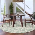 thumbnail image 5 of Retro Pastoral Washable Round Area Rug 6 ft, Light Green Flowers Linen Background Farmhouse , Soft Non Slip Rugs Stain Repellent Indoor Felt Carpet for Living Dining Room Bedroom Home Office, 5 of 9