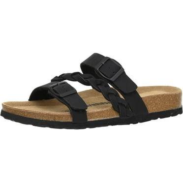 CUSHIONAIRE Women's Lizzy Cork footbed Sandal with  Comfort and Wide Widths Available, Black 8