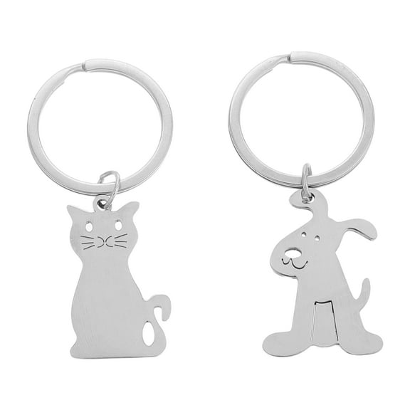 WRISTBIQUE Pet Keychain Dog Shape Stainless Steel 2Pcs Versatile Use For Key Ring Decor
