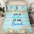 thumbnail image 2 of YST Hawaii Beach Bed Sheets Set Starfish Seashell Queen Size Sheet Sets, Tropical Beach Theme Sheets Coastal Lodge Cabin Bed Set, Teal Blue Farmhouse Flat Sheet 4pcs, 2 of 5