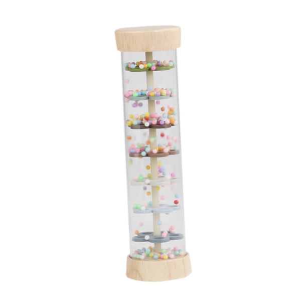 Rainmaker - Sonajero sensorial para bebé, agitador, perlas de colores, gota de lluvia, juguete de sonido, Color claro