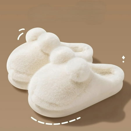 

Women s Indoor Bedroom Slippers Fluffy Slippers for Women Cute Bunny Ears Warm Plush House Slippers