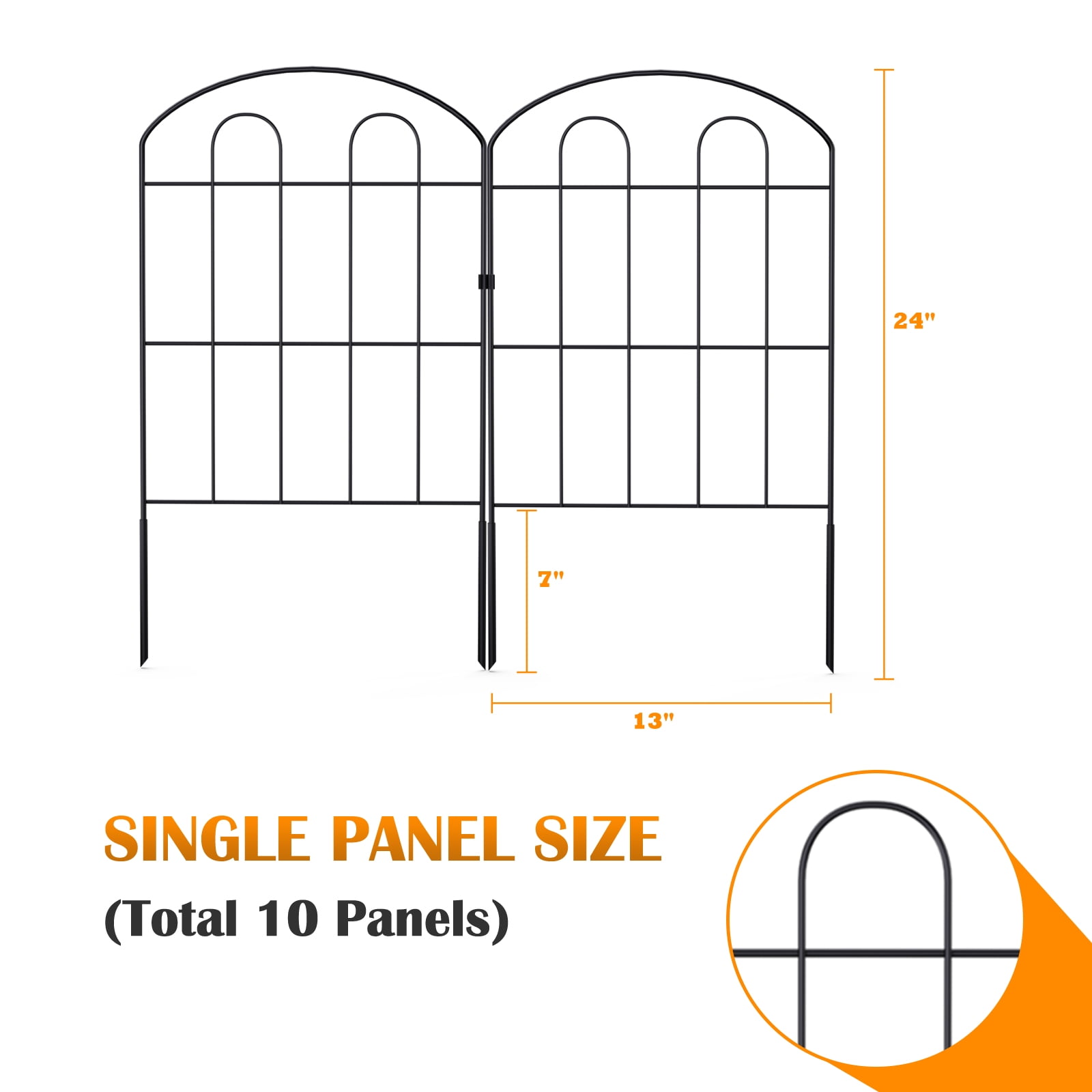 Oumilen 20 pcs Decorative Garden Fence, 24" (H) x 22 ft (L) Metal Patio Ground Fence Outdoor