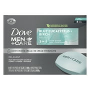 Dove Men+Care 3-in-1 Men's Dry Hand, Body, Face + Shave Bar Relaxing Blue Eucalyptus, 3.75 oz 8 Bars