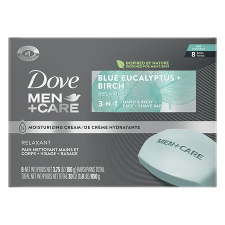Dove Men+Care 3-in-1 Men s Dry Hand Body Face + Shave Bar Relaxing Blue Eucalyptus 3.75 oz 8 Bars Dove Men+Care 3-in-1 Men s Dry Hand Body Face + Shave Bar Relaxing Blue Eucalyptus 3.75 oz 8 Bars