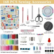 LANNEY Sewing Kit with Exquisite Case, 168 Pcs Portable Basic Sewing Supplies Accessories for Adults Kids Beginner Home Travel Emergency Including Thread, Needle, Scissors, Measure Tape and More
