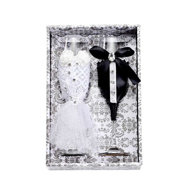 Ounissouiy 2 piezas de copa de vino para novio, reutilizable, lavable, DIY, jugo decorativo, refresco, copa de boda, vasos, accesorios de regalo Kits de decoración para fiestas Ounissouiy HA065426-00