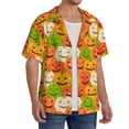 thumbnail image 2 of Honeii Cartoon Pumpkins for Men's Short-Sleeved Button-Up Collared Shirt Featuring A Pocket, Perfect for Beach Vacations, And Travel Adventures.-Medium, 2 of 5