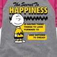 thumbnail image 3 of Peanuts - Secret To Happiness - Toddler & Youth Girls Raglan Graphic T-Shirt, 3 of 6