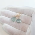 thumbnail image 2 of 14k Yellow Gold Moss Aquamarine Earrings Heart Briolette Faceted Simple Dangle Drops Mossy Green, 2 of 3