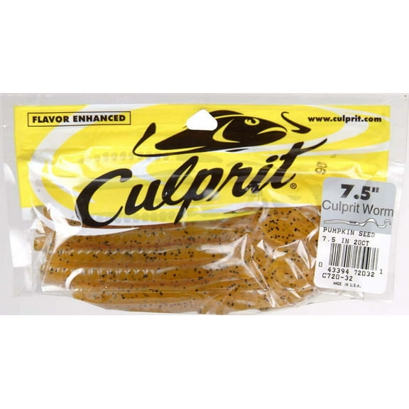 Culprit 7.5" Original Worm, Pumpkin Seed, 18 Count