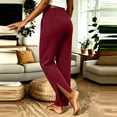 thumbnail image 4 of Gytharion Women's Elastic Waist Pants Solid Color Casual Straight Leg Pants with Pockets Fashion Split Hem Stretchy Trousers, 4 of 5