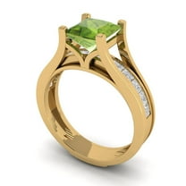 Clara Pucci 14K Yellow Gold 2.28 Natural Peridot Engraveable Engagement Ring   Wedding Band Set