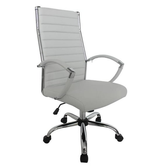 Furniture of America Damse Faux Leather Large Adjustable Office Chair in White