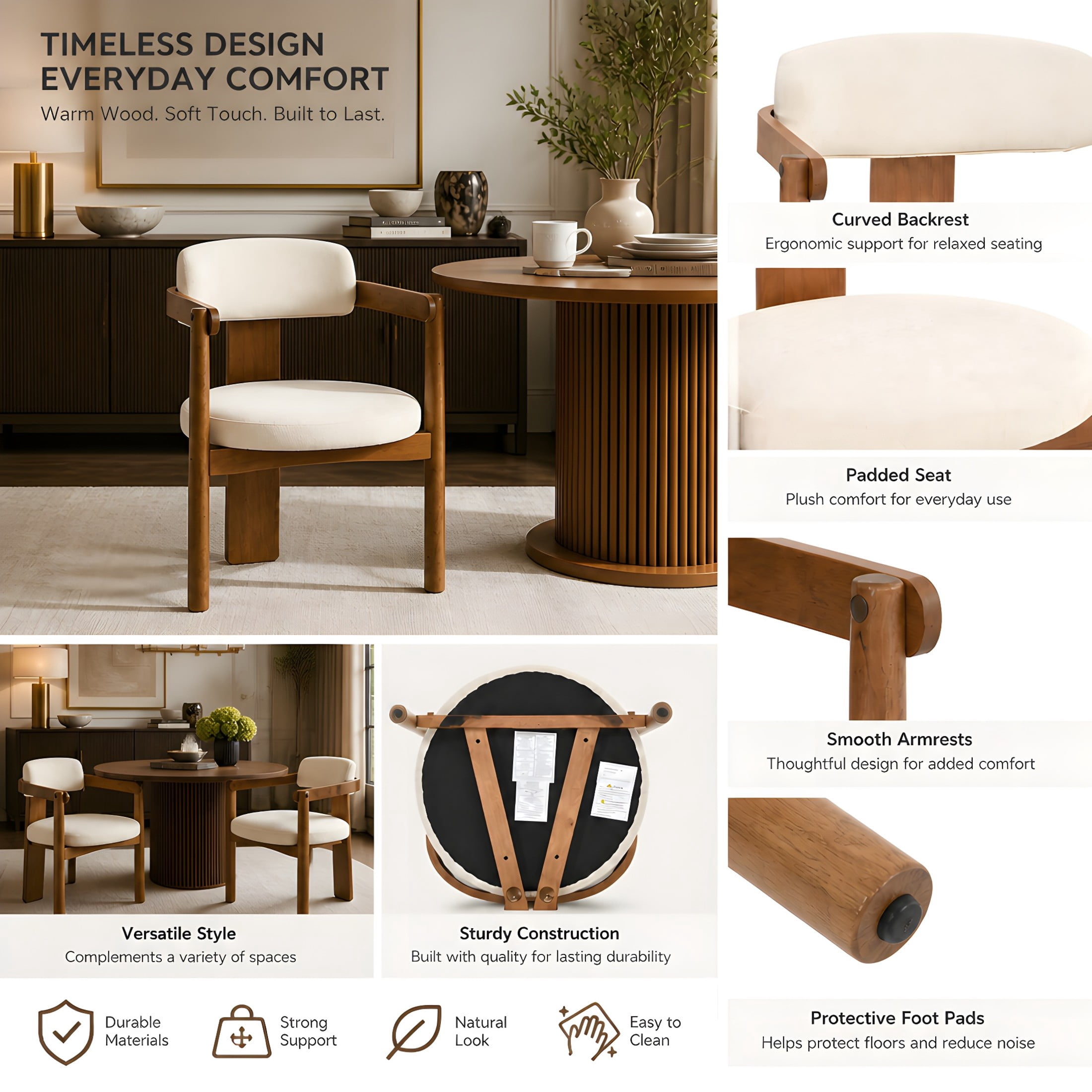 Christopher Knight Home 7-Piece Oval Dining Set, 71" Wood Table with Upholstered Chairs, Dark Brown+Beige