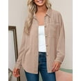 thumbnail image 3 of PRETTYGARDEN Women's Button Down Shirts Fall Long Sleeve Textured Stripe Tops Oversized Shacket Jacket Knit Blouses, 3 of 8