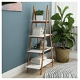 thumbnail image 3 of Solid bamboo wood "A" frame ladder display bookshelf White + MDF, 3 of 8