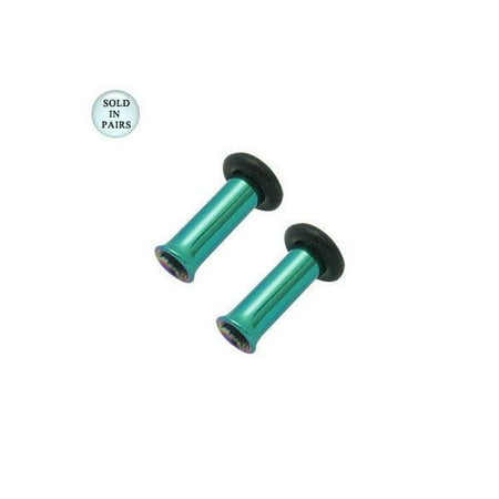 Titanium Tunnel - Green Anodized Titanium Tunnel Eyelet Plugs - 8 Gauge