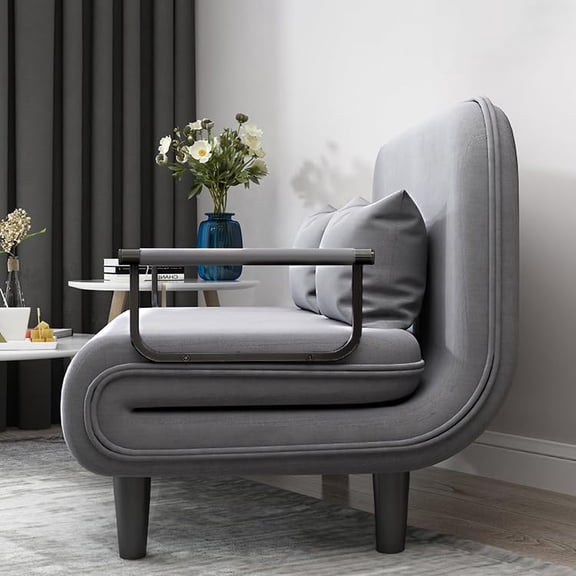 LQLI Foldable Sofa Bed Recliner, 3-in-1Comfy Convertible Sleeper Chairs for Adults, with Adjustable Backrest & Pillow, Cozy Small Chair Couch for Small Spaces, Office, Study Room, Guest (Grey)