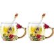 thumbnail image 1 of Taza de té de vidrio con cuchara Esmalte hecho a mano Flor de rosa y mariposa de diamante de colores Taza de café de vidrio transparente Cumpleaños Abuela Chica Graduada brillar Hogar, 1 of 6