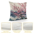 thumbnail image 4 of Creowell Pink Flowers Mountain Pillow Cushion Covers Short Plush Aesthetic Decorative 1PC 12x12in, 4 of 5