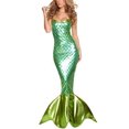 thumbnail image 1 of Sunloudy Vestido largo de Halloween para mujer, sin mangas, con cordones, cuello halter, espalda descubierta, patchwork, sirena, vestido de cosplay Sunloudy moda, 1 of 7