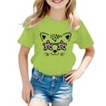 thumbnail image 1 of LUOGENLI T-Shirt pour Filles, T-Shirt Graphique Mignon à Col Rond et Manches Courtes, T-Shirt d'Été Décontracté, Longs T-Shirts pour Filles, Vert Clair Tendance 9-10 Ans, 1 of 5