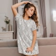 thumbnail image 3 of Fuzoiu Rabbit And Heart Print Women Nightgowns, Soft Comfy Lightweight Short Sleeves Sleepwear,Crew Neck Loungewear, 3 of 6