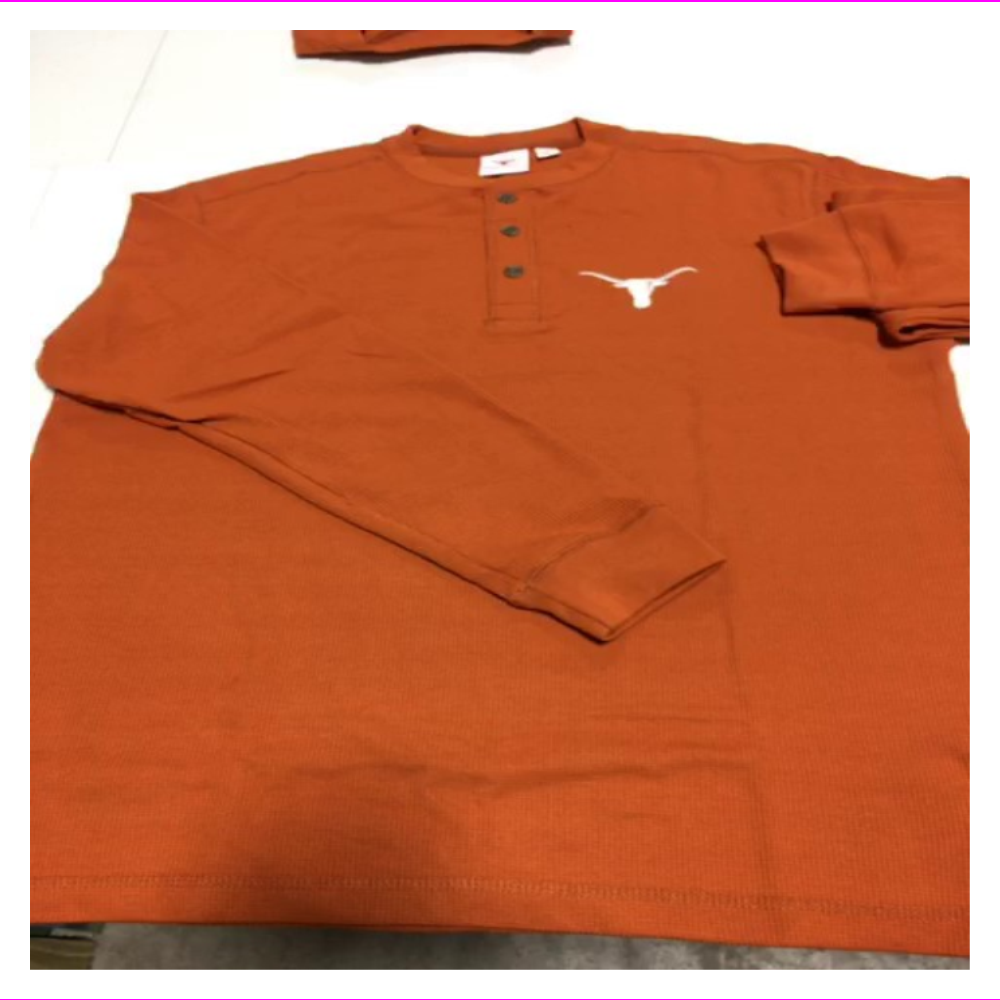 Texas Longhorns Men's Long Sleeve Henley Thermal Shirt XL/Orange