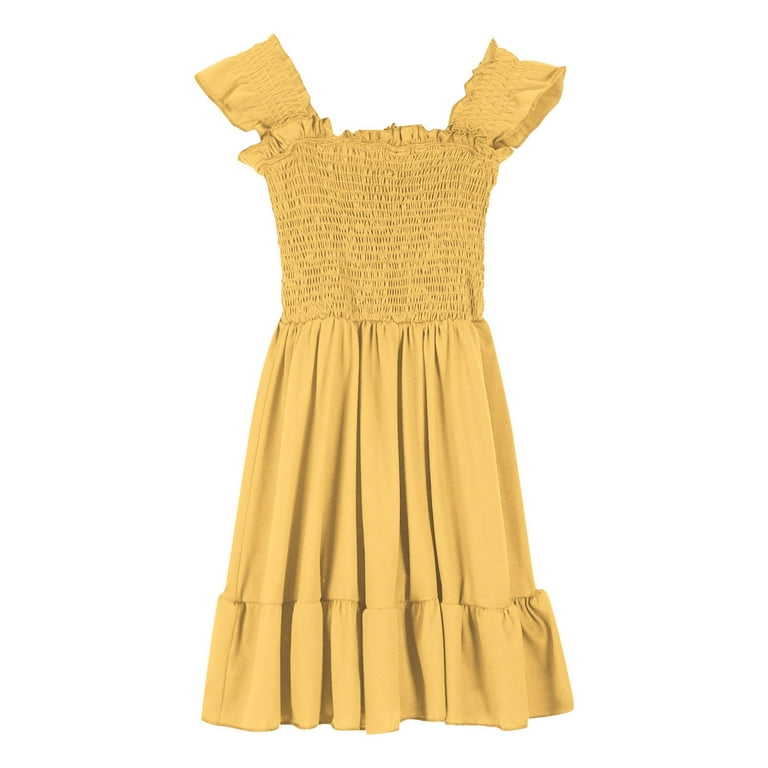 yellow milkmaid dress Floral Print Pleated Cotton Mini or paired with strappy sandals for a more relaxed look Milk maid tie up maxi