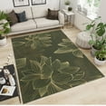 thumbnail image 2 of Luxury Golden Lotus Flower Area Rug, Nature Lines Background Design Small Rugs, Washable Breathable Carpet for Front Entrance Floor Decor 4x7ft, 2 of 6