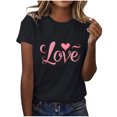 thumbnail image 5 of VKOYWKM Women's Heart Print Tees Valentines Day T-Shirts Short Sleeve Loose Fit Holiday Tops Spring T-Shirt Casual Crew Neck Romantic Valentine T-Shirts, 5 of 6