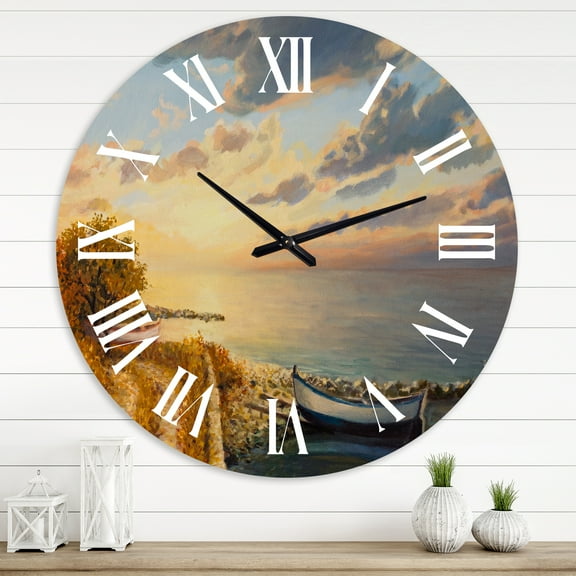 Designart 1 in Quartz Coastal Wall Clock