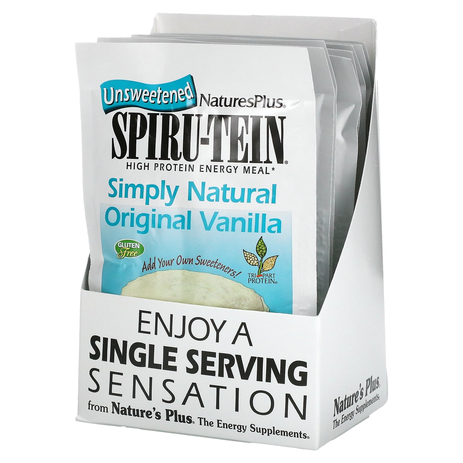 Nature's Plus Spiru-Tein, High Protein Energy Meal, Vanilla, 8 Packets, 0.8 oz (23 g) Each