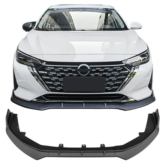 Ikon Motorsports Front Bumper Lip, Compatible with 2024-2025 Nissan Sentra IKON Style Matte Black PP Air Dam Chin Spoiler Protector Splitter 3PCS