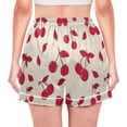 thumbnail image 2 of Women's Silk Pajama Shorts Red Bow Cherry Pajama Shorts Women's Casual Pajama Shorts with Pockets, 2 of 6