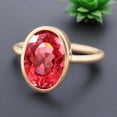 thumbnail image 4 of Oval Padparadascha Sapphire Ring September Birthstone Women Jewelry Yellow Gold Bezel Set Ring Anniversary Gift For Wife, 4 of 5