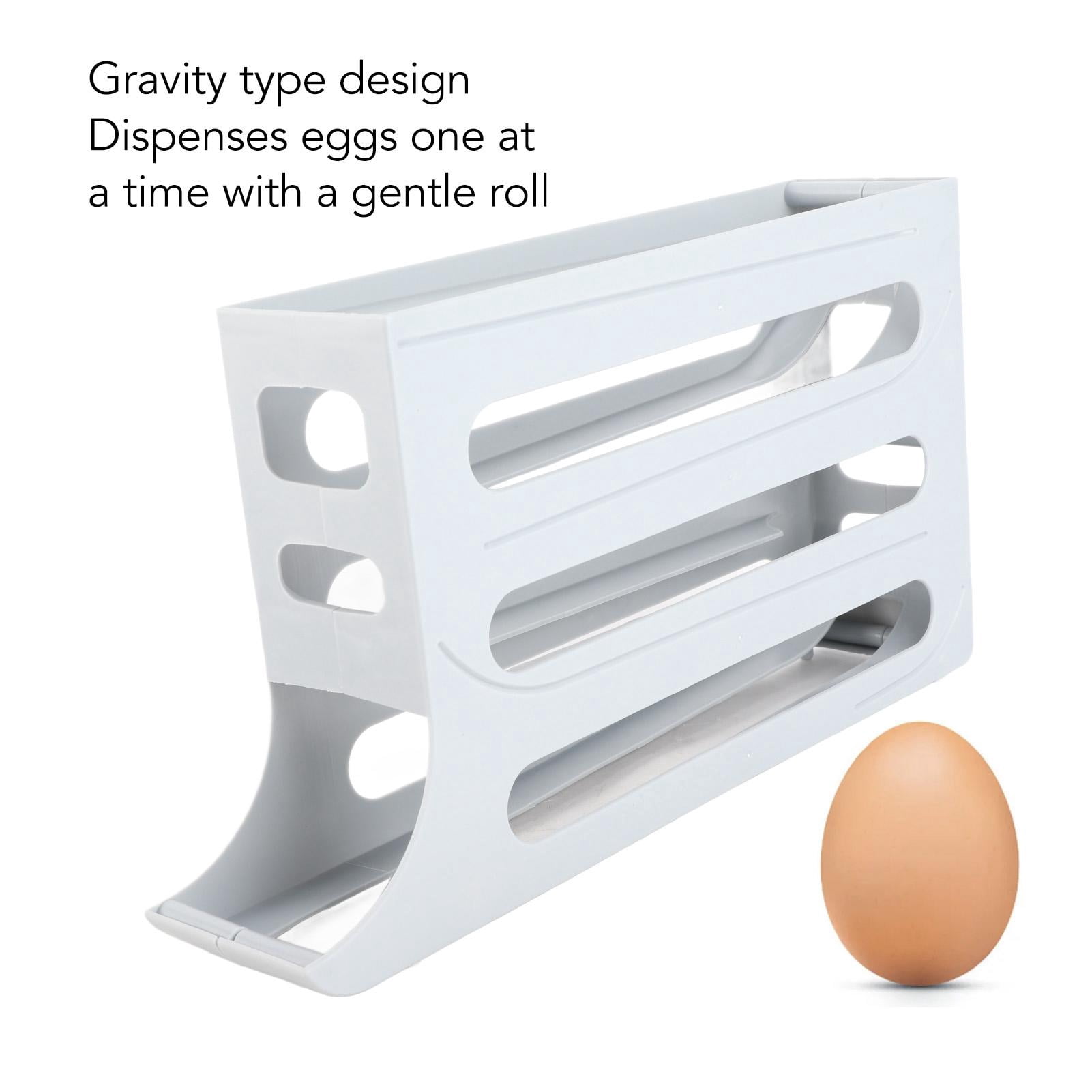 BIMZUC 2‑Pack Auto‑Rolling Egg Dispenser – 4‑Tier Space‑Saving Tray for Fridge, Holds 60 Eggs, Non‑Slip, Easy‑Clean PP Design