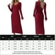 thumbnail image 2 of Vestido con cuello en V ajustado Color sólido Mujer Estilo elegante Traje diario Ygjytge Vino rojo T M para Mujer, 2 of 9