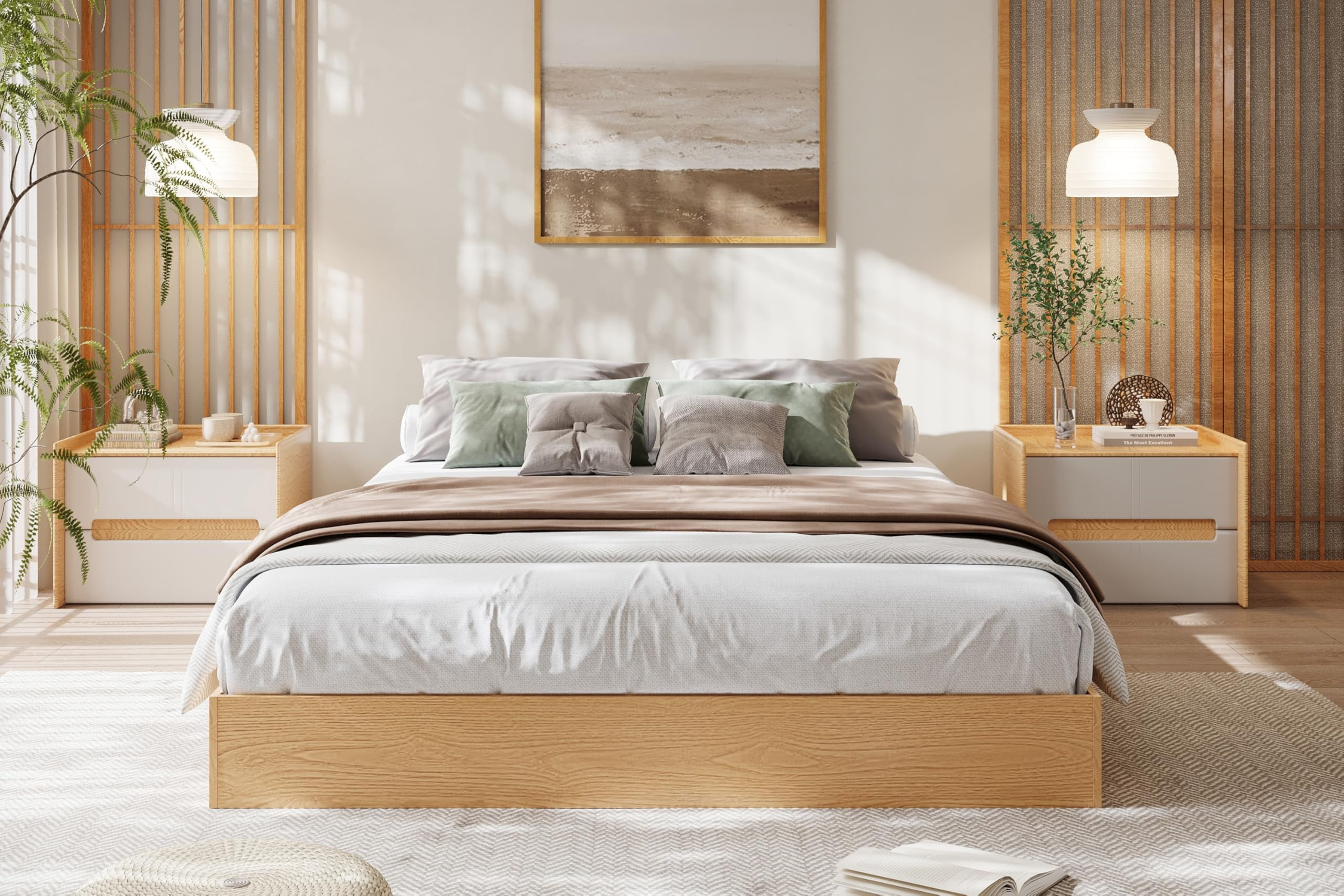 Garvee California King Size Modern Wood Platform Bed Frame with Slat Support No Headboard & No Box Spring Needed Easy Assembly