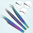 thumbnail image 3 of Juego de 3 pinzas para extensiones de pestañas, pinzas de acero inoxidable, pinzas para extensiones de pestañas con estuche de almacenamiento, herramientas de maquillaje de ojos, 3 of 9