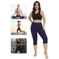 thumbnail image 6 of Hanerdun Womens Yoga Pants High Waist Pocket Capri Workout Leggings Running Bottom Activewear Navy Blue XL, 6 of 6
