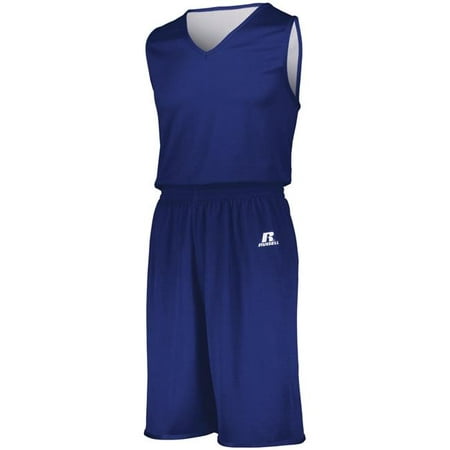 Russell 5R9DLM.ROW.XL Adult Undivided Solid Single Ply Reversible Jersey, Royal & White - Extra Large