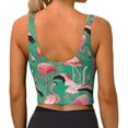 thumbnail image 4 of Goofa Tropical Flamingo Printed Sports Bras for Women, High Impact Running Bra Workout Crop Tank Tops Longline Sports Bra Push up-X-Large, 4 of 9