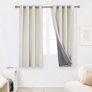 Deconovo 100% Blackout Linen Textured Grommet Curtains