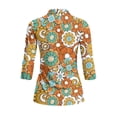 thumbnail image 3 of Uorisanigo Hippie Flower Athletic Polo Workout Tops for Women Casual Versatile Women's Dry-Fit Golf Polo Shirts Fashion 3/4 Roll Sleeve Zip Up Collar Outing Wear for Workout Sports, 3 of 7