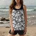 thumbnail image 4 of Women's Two Piece Tankini Swimsuit Floral Printed Beach Bathing Suit Modest Tank Swim Top Boyleg Swimwear (S, Gray #A), 4 of 7