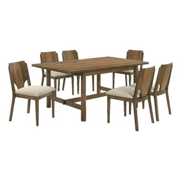 Coaster Crestmore 7-Piece 71-inch Rectangular Wood Dining Table Set in Walnut